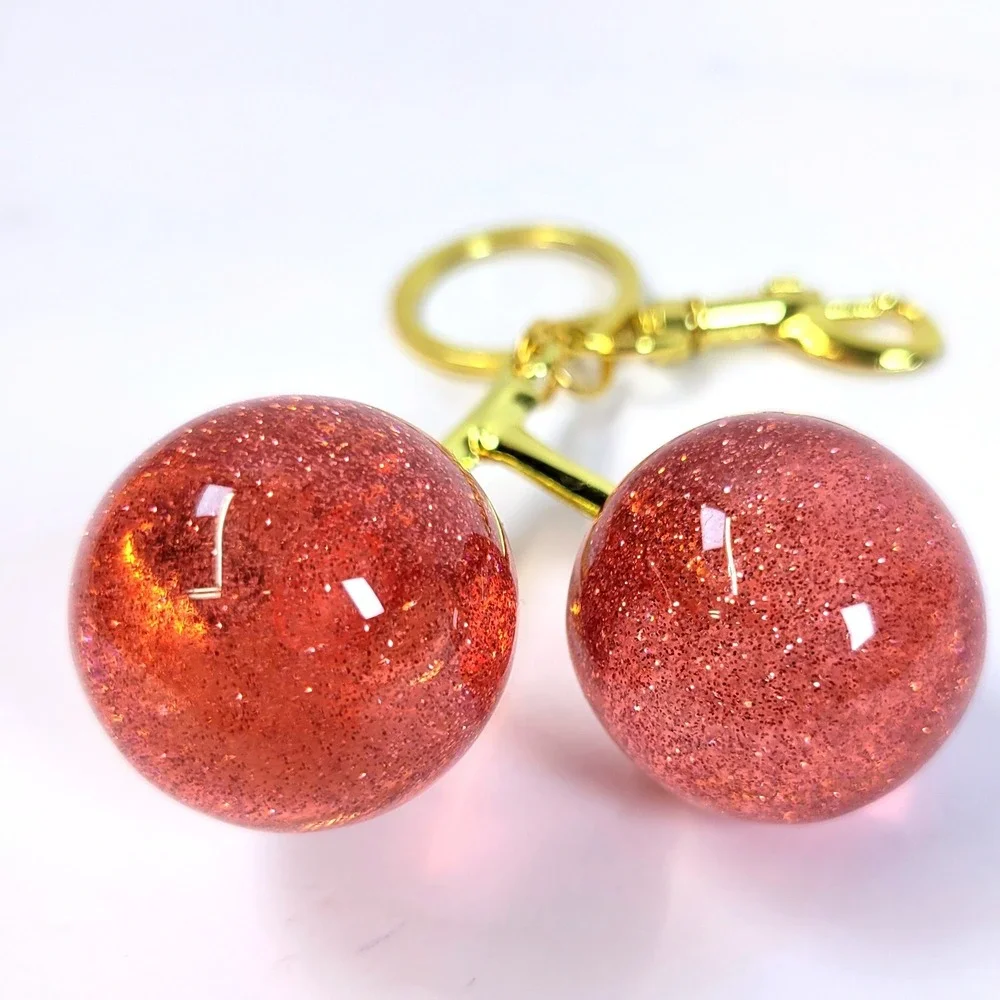 Bag Charm Keychain Cherry Glitter Pink Women Sparkle Ballerina Fairycore